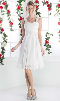 Cinderella Divine - 3801 Floral Strap Empire Waist A-Line Short Dress 15 Cinderella Divine - 3801 Floral Strap Empire Waist A-Line Short Dress