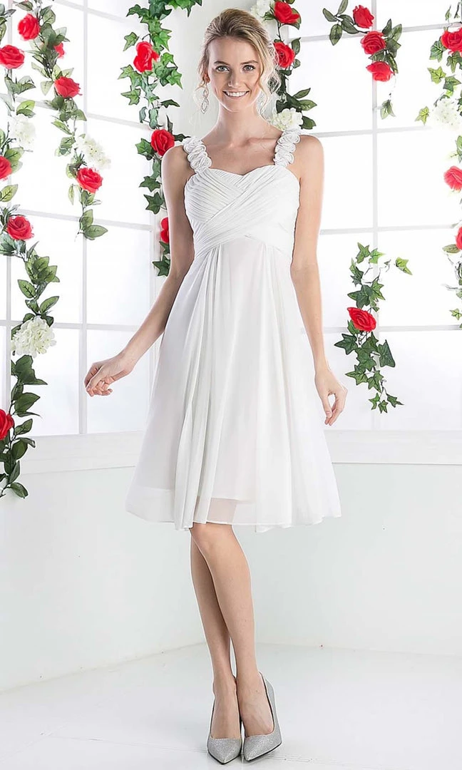 Cinderella Divine - 3801 Floral Strap Empire Waist A-Line Short Dress 9 Cinderella Divine - 3801 Floral Strap Empire Waist A-Line Short Dress
