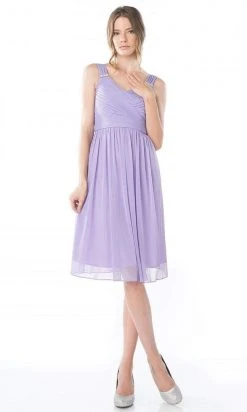 Cinderella Divine - 3802 Sleeveless V-Neck Ruched Chiffon A-Line Dress