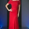 Formal Gowns Cinderella Divine - 3813 Off-Shoulder Ruched Bodice Drop Waist Gown