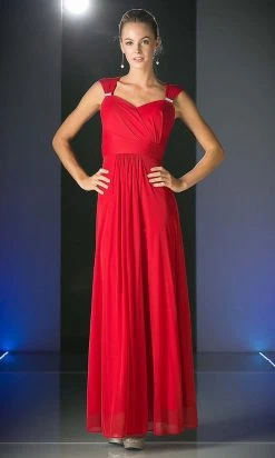 Formal Gowns Cinderella Divine - 3831 Empire Waist Cutout Back Flowy A-Line Gown