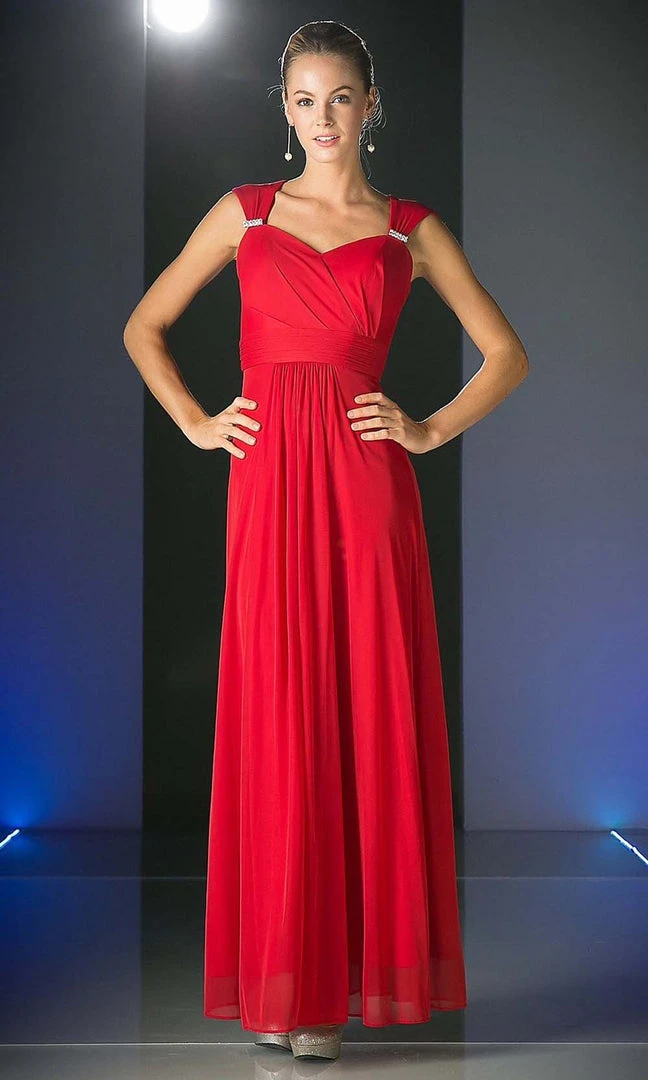 Formal Gowns Cinderella Divine - 3831 Empire Waist Cutout Back Flowy A-Line Gown 3 Formal Gowns Cinderella Divine - 3831 Empire Waist Cutout Back Flowy A-Line Gown