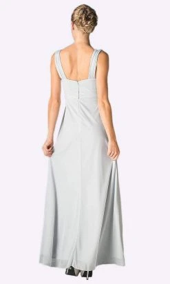 Cinderella Divine - 3984 V-Neck Ruched Bodice Chiffon A-Line Gown Formal Gowns