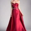 Cinderella Divine - 455 Beaded Belt Strapless Silk Gown With Overskirt Formal Gowns 1 Cinderella Divine - 455 Beaded Belt Strapless Silk Gown With Overskirt Formal Gowns