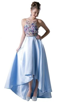 Formal Gowns Cinderella Divine - 71150 Floral Embroidered High Low Dress