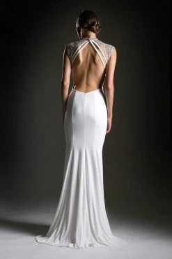 Cinderella Divine - 71457 Cap Sleeve Beaded Illusion High Neck Gown 12 Cinderella Divine - 71457 Cap Sleeve Beaded Illusion High Neck Gown