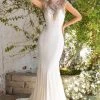 Cinderella Divine - 71457 Cap Sleeve Beaded Illusion High Neck Gown