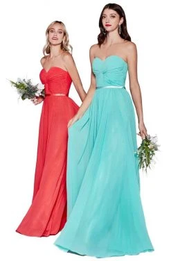 Cinderella Divine - 7455 Strapless Sweetheart Chiffon A-Line Dress Formal Gowns