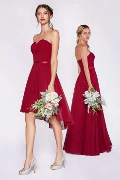 Cinderella Divine - 7455 Strapless Sweetheart Chiffon A-Line Dress Formal Gowns