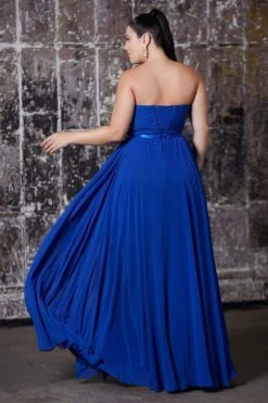 Cinderella Divine - 7455 Sweetheart Neckline Chiffon A-Line Dress Formal Gowns