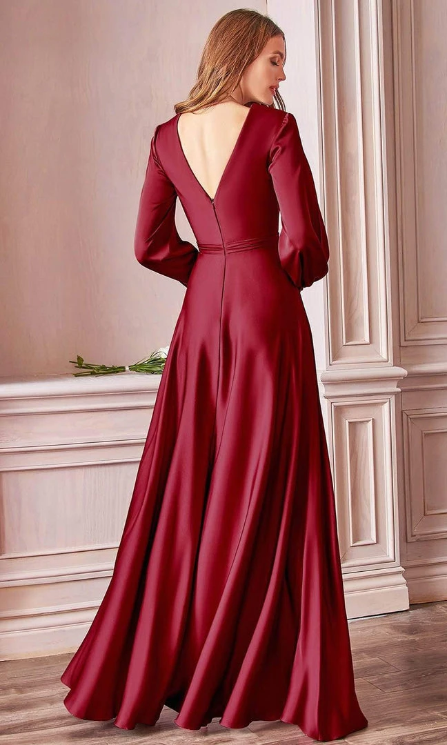 Cinderella Divine - 7475 Plunging V Neck High Slit Long Dress Formal Gowns 4 Cinderella Divine - 7475 Plunging V Neck High Slit Long Dress Formal Gowns