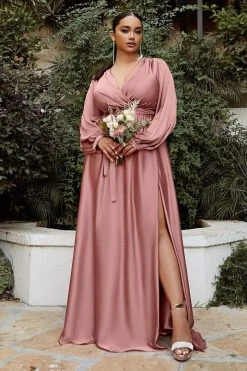 Cinderella Divine - 7475 Plunging V Neck High Slit Long Dress Formal Gowns 27 Cinderella Divine - 7475 Plunging V Neck High Slit Long Dress Formal Gowns