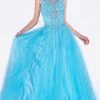 Cinderella Divine - 7635 Beaded Lace Illusion Jewel A-Line Dress