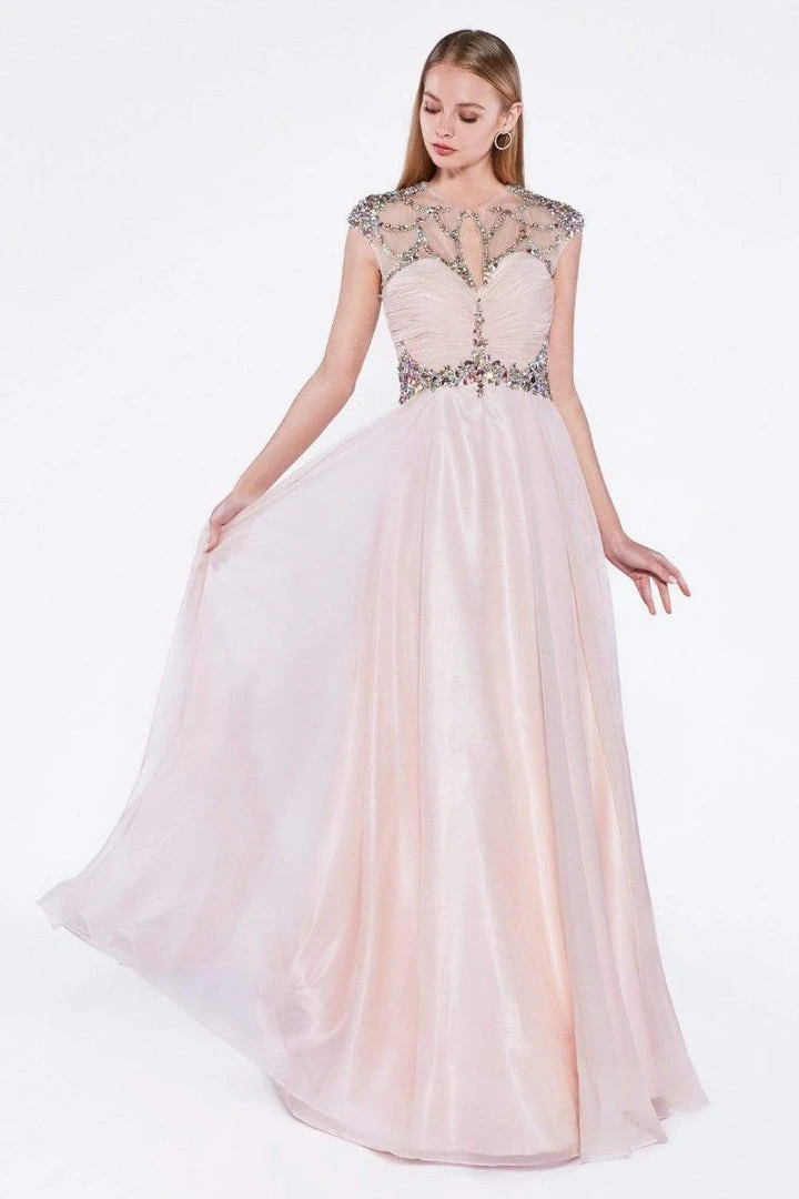 Cinderella Divine - 7959 Sheer Embellished Ruched High Neck Evening Dress Formal Gowns 5 Cinderella Divine - 7959 Sheer Embellished Ruched High Neck Evening Dress Formal Gowns