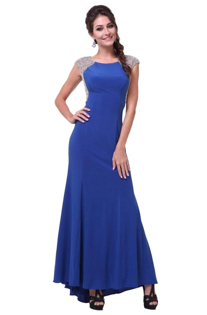 Formal Gowns Cinderella Divine - 8115 Beaded Scoop Sheath Evening Gown 5 Formal Gowns Cinderella Divine - 8115 Beaded Scoop Sheath Evening Gown