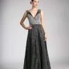Formal Gowns Cinderella Divine - 8269 Metallic Rhinestone Embellished Ruched Gown