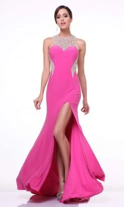 Formal Gowns Cinderella Divine - 8780 Beaded Illusion Jewel Sheath Dress