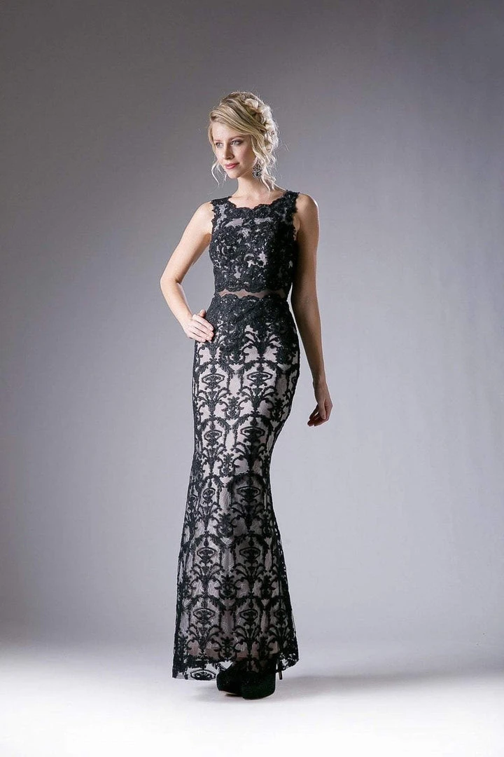 Formal Gowns Cinderella Divine - 8935 Illusion Two Piece Sleeveless Lace Dress 3 Formal Gowns Cinderella Divine - 8935 Illusion Two Piece Sleeveless Lace Dress