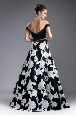 Cinderella Divine - 8945 Beaded Lace Bodice Floral A-Line Gown Formal Gowns 9 Cinderella Divine - 8945 Beaded Lace Bodice Floral A-Line Gown Formal Gowns
