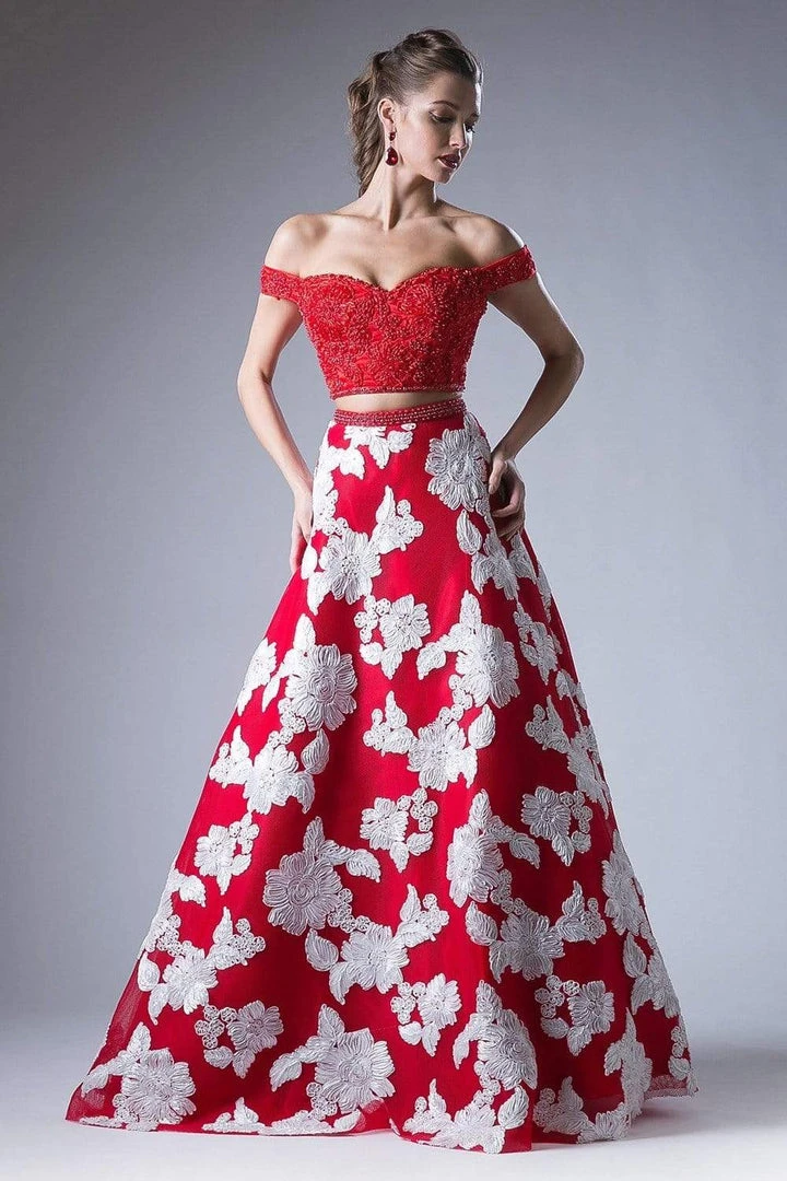 Cinderella Divine - 8945 Beaded Lace Bodice Floral A-Line Gown Formal Gowns 4 Cinderella Divine - 8945 Beaded Lace Bodice Floral A-Line Gown Formal Gowns