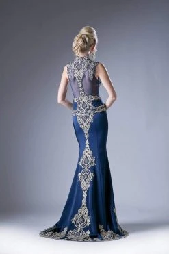 Cinderella Divine - 8946 Embroidered Queen Anne Neck Sheath Dress Formal Gowns 19 Cinderella Divine - 8946 Embroidered Queen Anne Neck Sheath Dress Formal Gowns