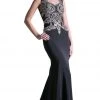 Cinderella Divine - 8946 Embroidered Queen Anne Neck Sheath Dress Formal Gowns 2 Cinderella Divine - 8946 Embroidered Queen Anne Neck Sheath Dress Formal Gowns