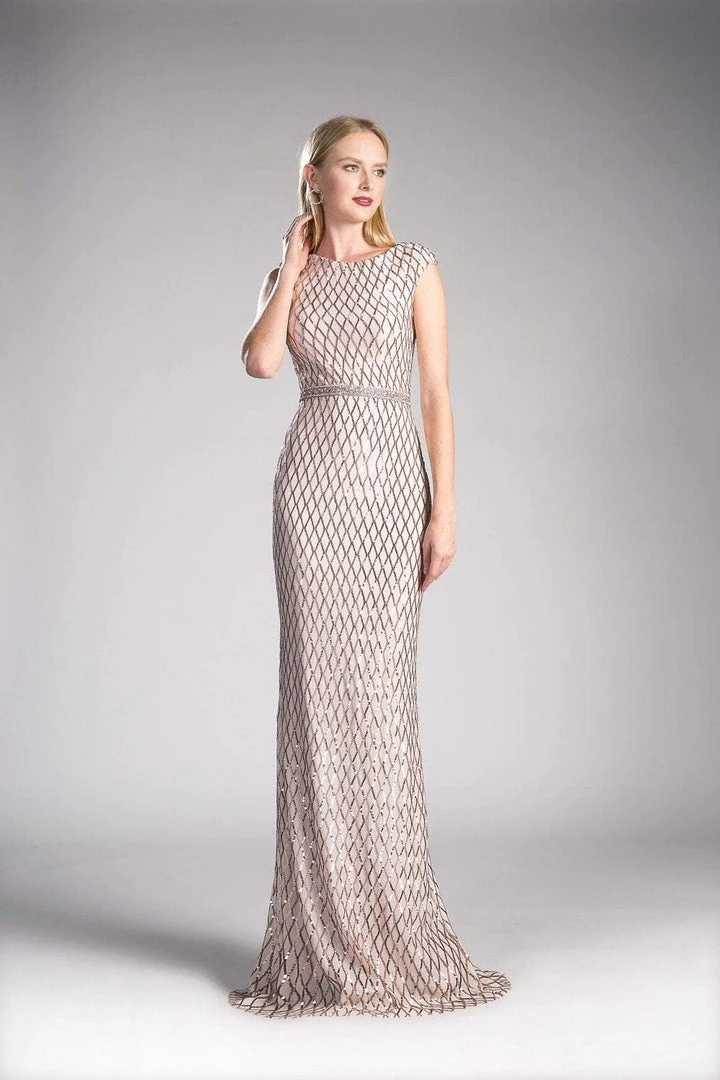 Cinderella Divine - 8995 Sequined Jewel Sheath Evening Dress Formal Gowns 3 Cinderella Divine - 8995 Sequined Jewel Sheath Evening Dress Formal Gowns