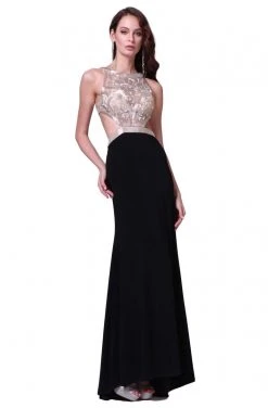 Formal Gowns Cinderella Divine - 959 Beaded Halter Neck Sheath Dress