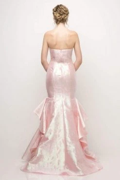 Formal Gowns Cinderella Divine - A5033 Strapless Jacquard Layered Mermaid Gown