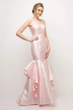 Formal Gowns Cinderella Divine - A5033 Strapless Jacquard Layered Mermaid Gown