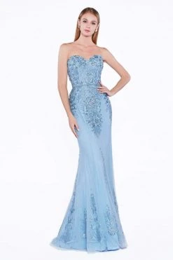 Cinderella Divine - A5081 Lace Applique Sleeveless Gown With Overskirt