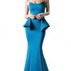 Cinderella Divine - A9003 Strapless Peplum Ornate Mermaid Evening Gown Formal Gowns