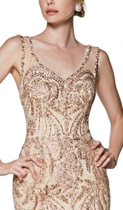 Formal Gowns Cinderella Divine - AM186 Embellished Lace V-Neck Dress 9 Formal Gowns Cinderella Divine - AM186 Embellished Lace V-Neck Dress