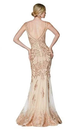 Formal Gowns Cinderella Divine - AM186 Embellished Lace V-Neck Dress 10 Formal Gowns Cinderella Divine - AM186 Embellished Lace V-Neck Dress