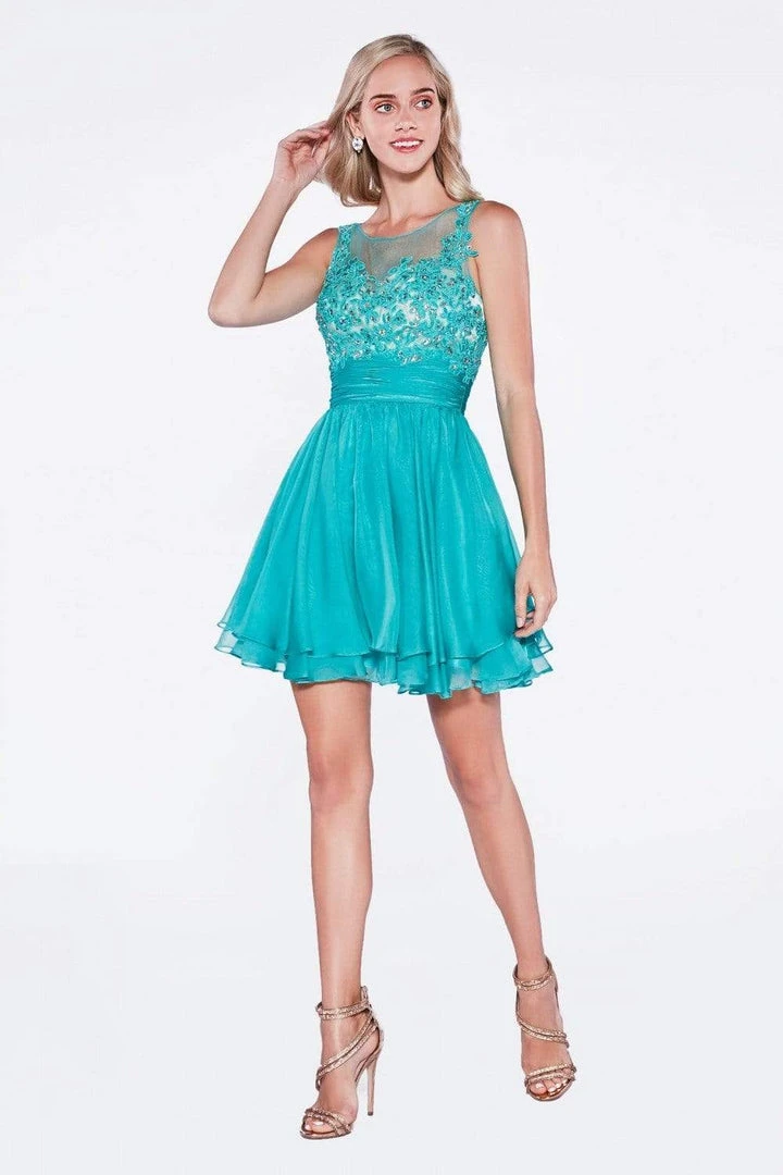 Cocktail Dresses Cinderella Divine - Appliqued Illusion Scoop Neck Cocktail Dress 4 Cocktail Dresses Cinderella Divine - Appliqued Illusion Scoop Neck Cocktail Dress