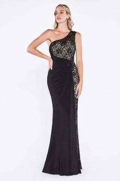 Cinderella Divine - Asymmetric Lace Sheath Evening Dress Formal Gowns