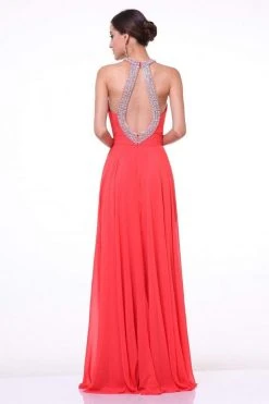 Cinderella Divine - Bead Embellished High Halter Evening Dress Formal Gowns