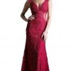 Formal Gowns Cinderella Divine - Bead Embellished Lace Fitted Evening Dress