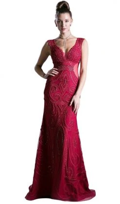 Formal Gowns Cinderella Divine - Bead Embellished Lace Fitted Evening Dress