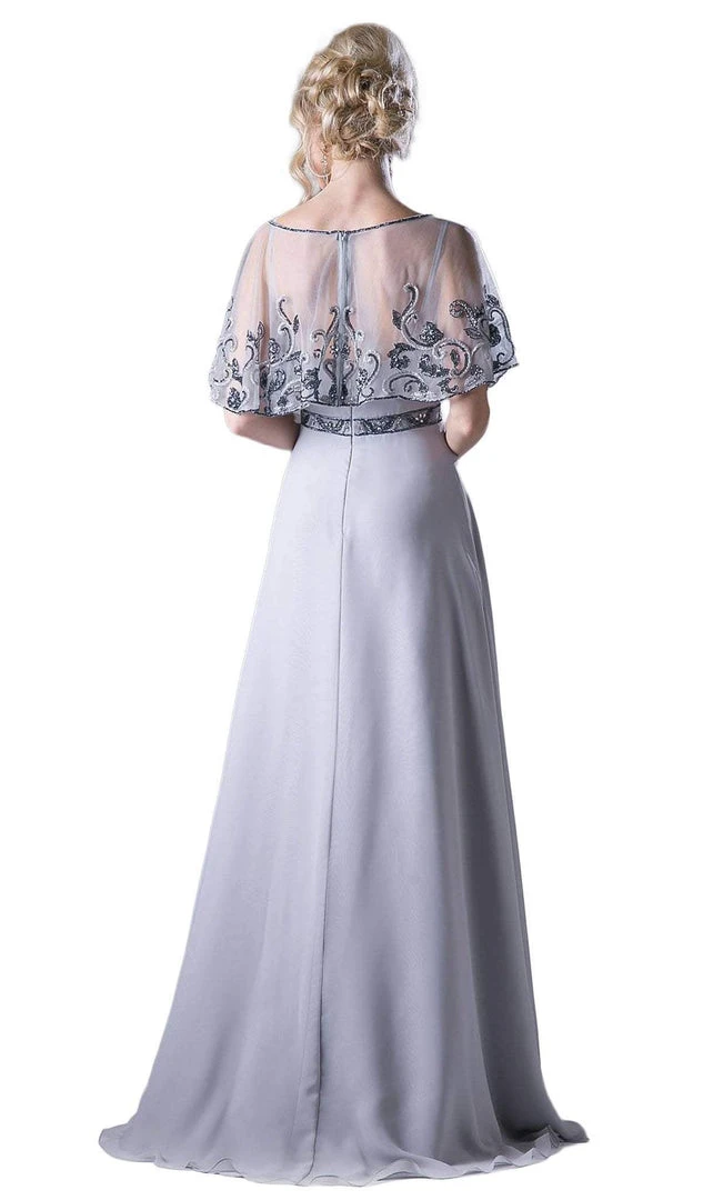 Formal Gowns Cinderella Divine - Bead Embroidered Cape A-line Dress 6 Formal Gowns Cinderella Divine - Bead Embroidered Cape A-line Dress