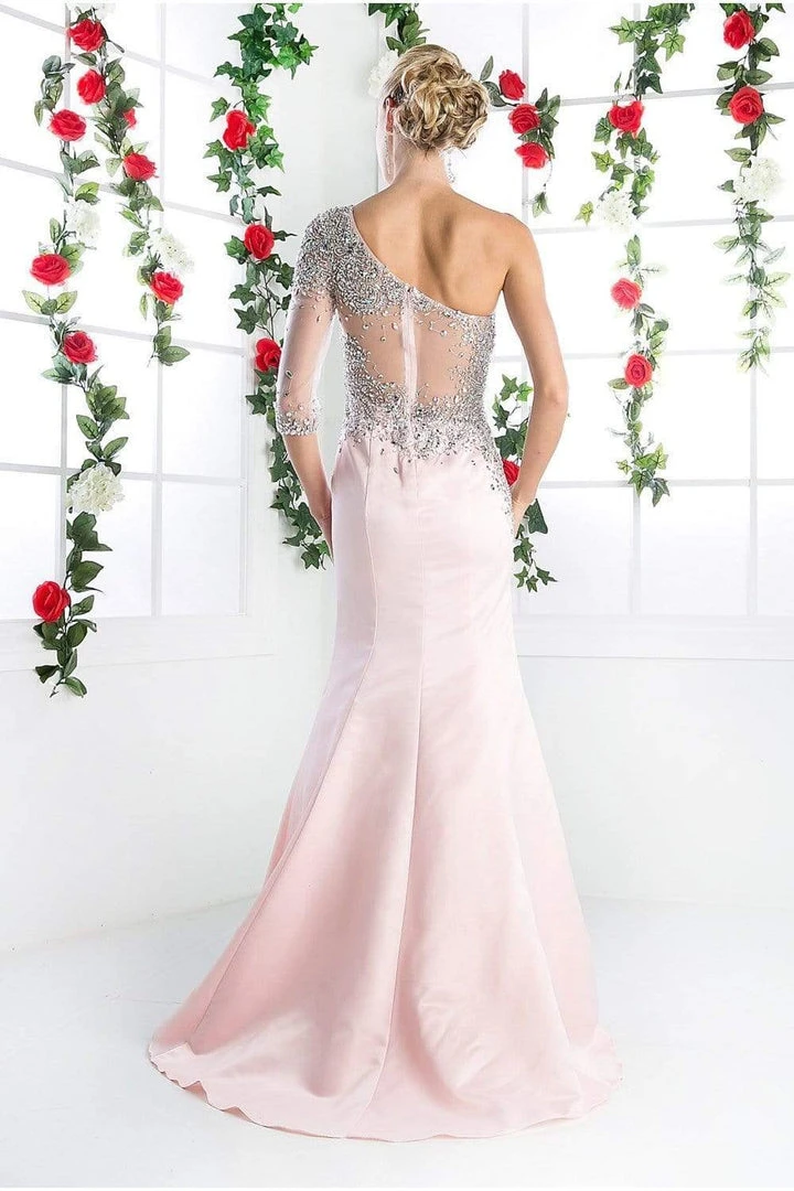 Cinderella Divine - Beaded Asymmetric Neck Trumpet Dress Formal Gowns 6 Cinderella Divine - Beaded Asymmetric Neck Trumpet Dress Formal Gowns