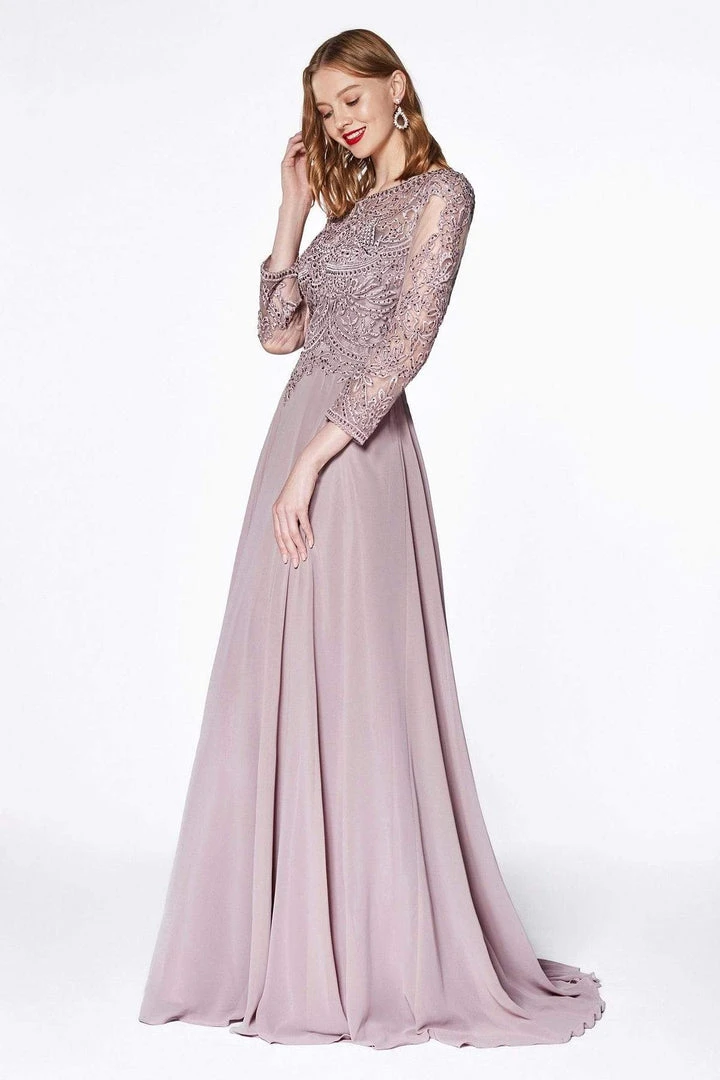 Formal Gowns Cinderella Divine - Beaded Jewel A-Line Evening Gown CD0127 - 1 Pc Mauve In Size 3X Available 4 Formal Gowns Cinderella Divine - Beaded Jewel A-Line Evening Gown CD0127 - 1 Pc Mauve In Size 3X Available