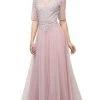 Cinderella Divine - Beaded Lace Bateau A-line Dress With Train U101 - 1 Pc Peach In Size 8 Available Formal Gowns 2 Cinderella Divine - Beaded Lace Bateau A-line Dress With Train U101 - 1 Pc Peach In Size 8 Available Formal Gowns