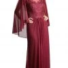 Formal Gowns Cinderella Divine - Beaded Lace Sheath Dress With Sheer Cape