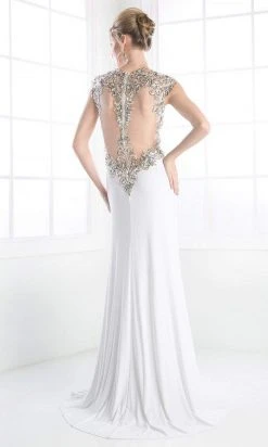 Formal Gowns Cinderella Divine - Bedazzled Deep V-neck Fitted Dress