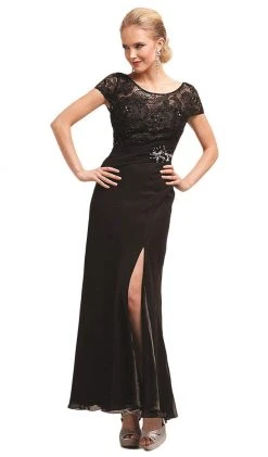 Formal Gowns Cinderella Divine - Bedazzled Illusion Bateau Sheath Dress