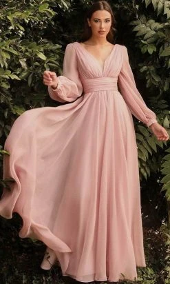 Cinderella Divine - Bishop Sleeve Chiffon Evening Dress CD0192 Formal Gowns