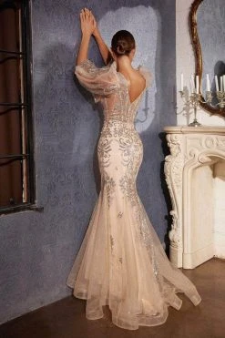 Cinderella Divine - Bishop Sleeve Glitter Evening Dress OC009 Formal Gowns