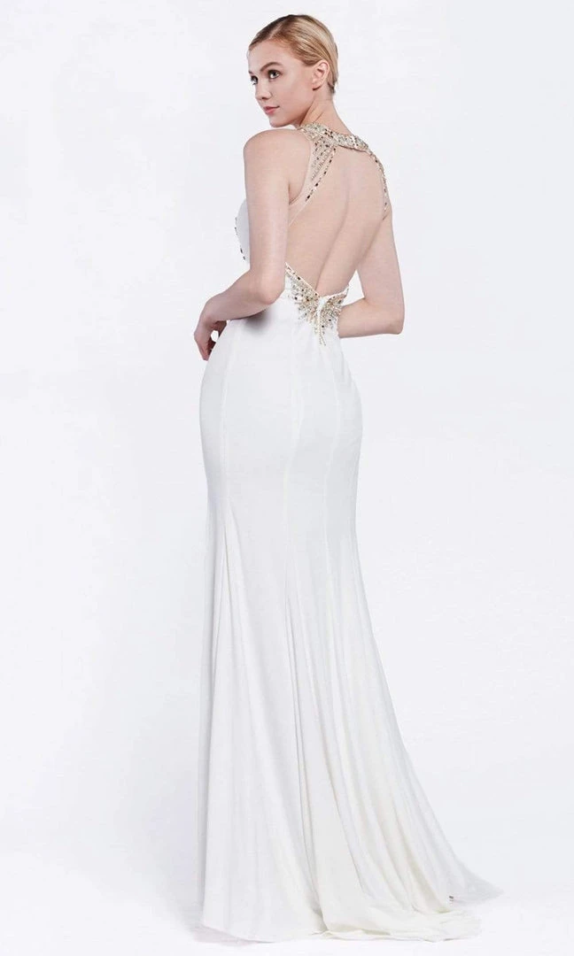 Cinderella Divine Bridal - 60547 Beaded High Halter High Slit Long Dress 4 Cinderella Divine Bridal - 60547 Beaded High Halter High Slit Long Dress