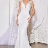 Formal Gowns Cinderella Divine Bridal - EW115 Crisscross Strapped Back Beaded Mermaid Gown 1 Formal Gowns Cinderella Divine Bridal - EW115 Crisscross Strapped Back Beaded Mermaid Gown